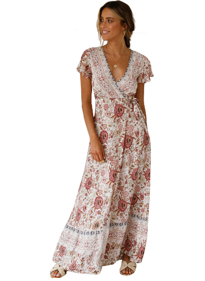 Floral Wrap Maxi Dress with Slit