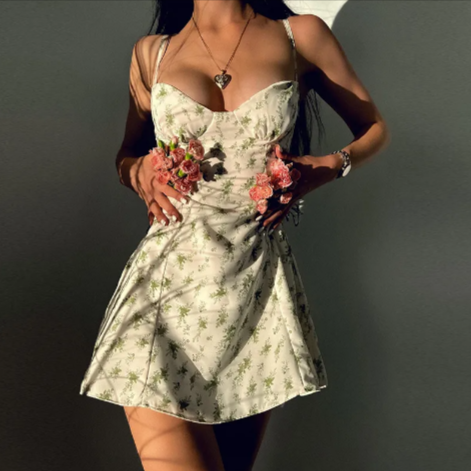 Floral Suspender Mini Dress