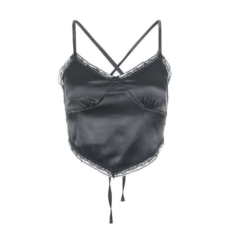 Lace-Trim Satin Cami Top