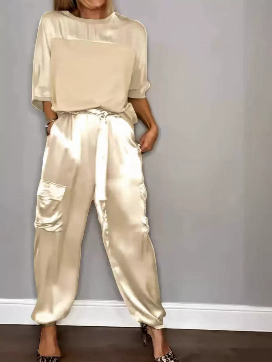 Satin Top & Cargo Trousers Co-ord Set