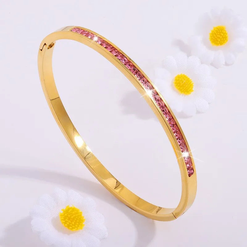 Stackable Zirconia Stainless Steel Bangles – Single or 5-Piece Set