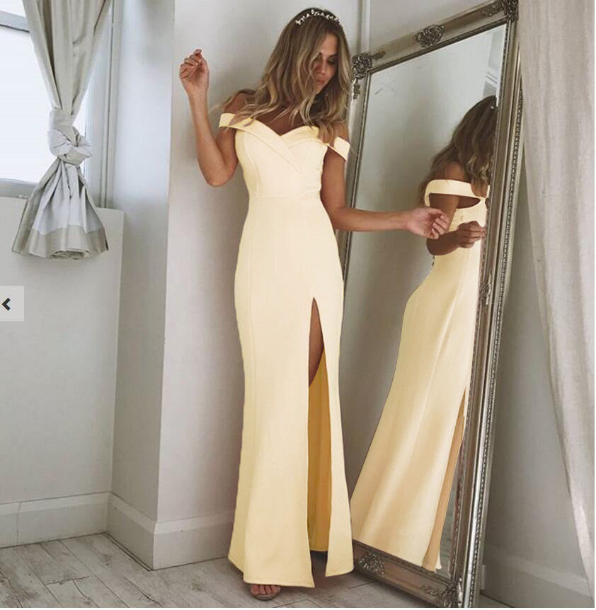 Off-Shoulder Split Maxi Dress