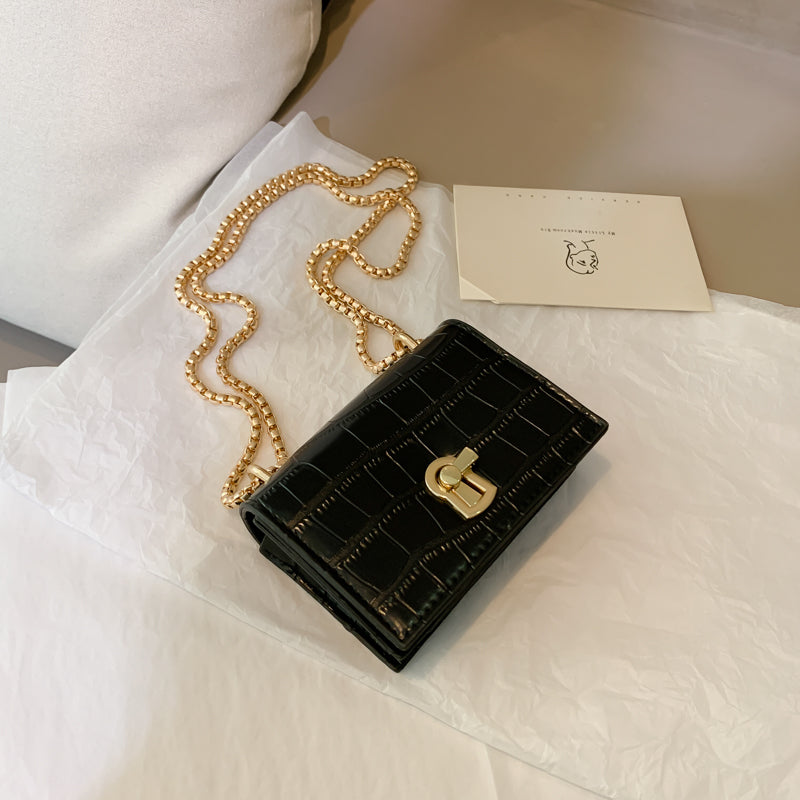 Croc-Embossed Mini Chain Bag