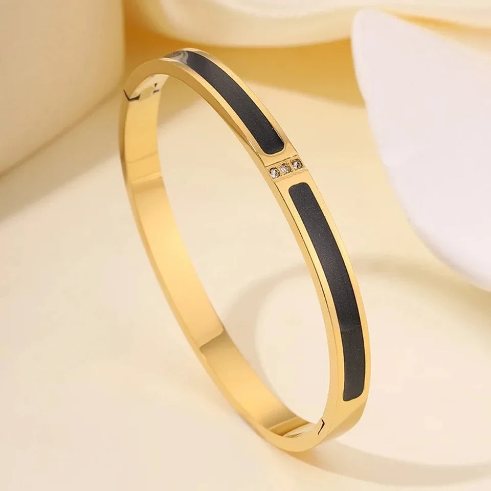 Stackable Zirconia Stainless Steel Bangles – Single or 5-Piece Set