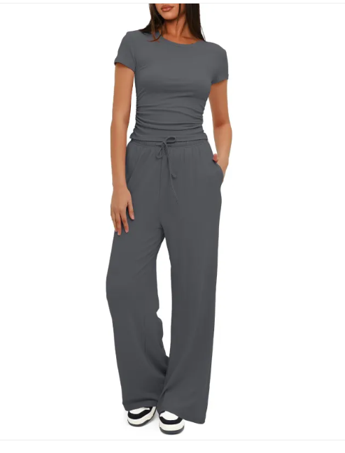 Short-Sleeve Tee & Wide-Leg Pants Co-ord Set