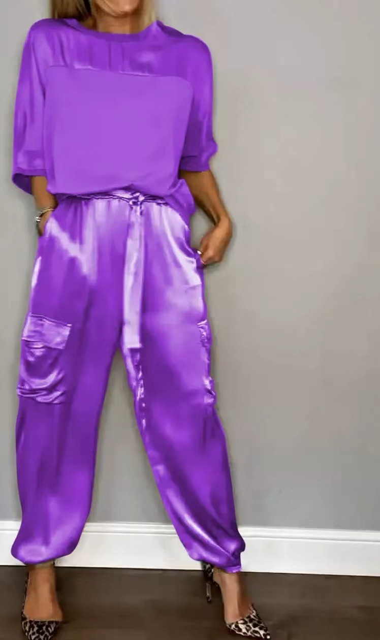 Satin Top & Cargo Trousers Co-ord Set