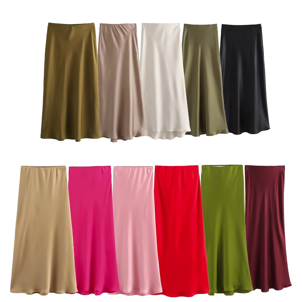 Satin Midi Slip Skirt