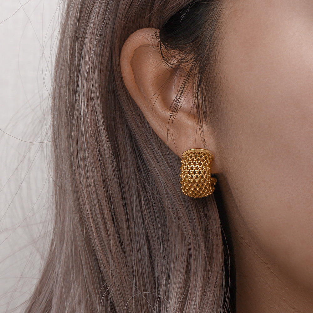 Textured Gold Huggie Earrings