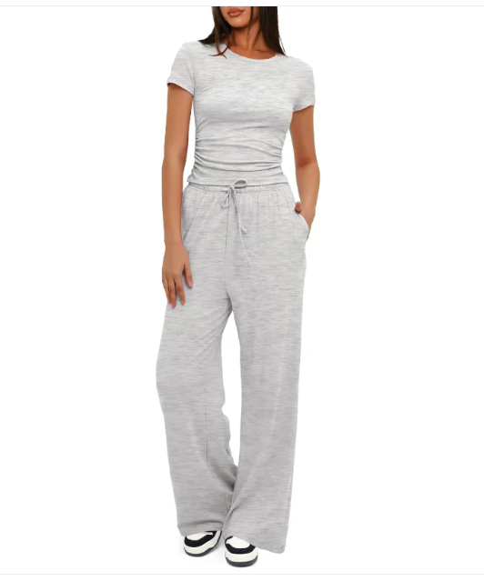 Short-Sleeve Tee & Wide-Leg Pants Co-ord Set