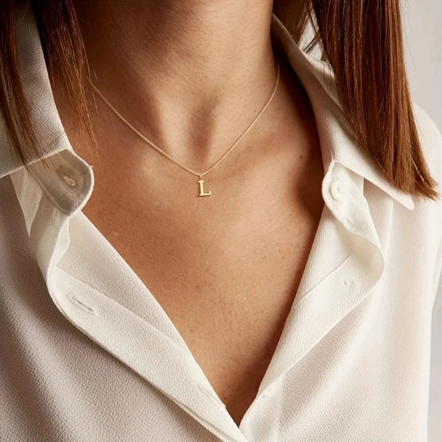 A–Z Initial Necklace – 18K Gold-Plated Stainless Steel